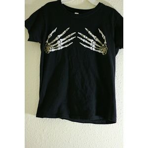 *Sold on Mercari* Glittery Skeleton Hand Tee
